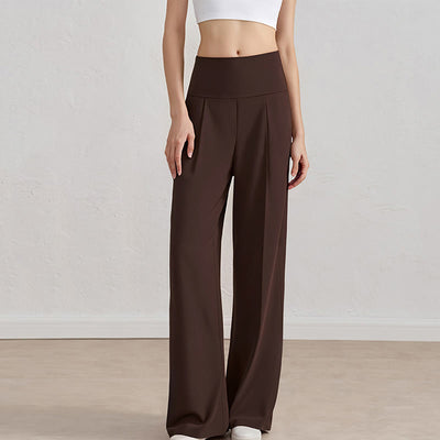 Olivenorma Hose mit weitem Bein, Stretch, lässige Loungehose, Yogahose - Braun - XL - image 9