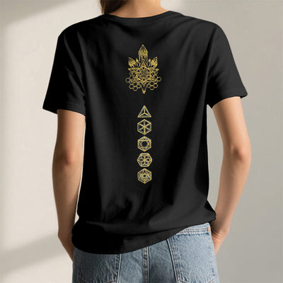 Olivenorma Soft Graphic Tee Metatrons Würfel V-Ausschnitt Spirituelle T-Shirts - image 4