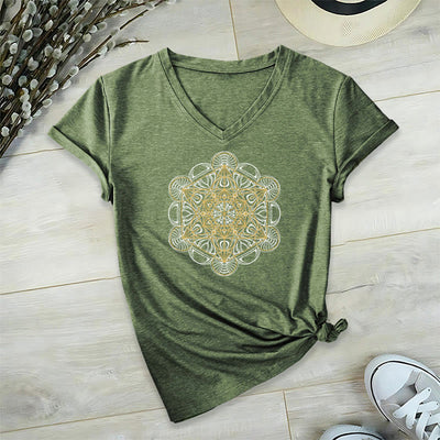 Olivenorma Soft Graphic Tee Metatrons Würfel V-Ausschnitt Spirituelle T-Shirts - Olive - 2XL - image 20
