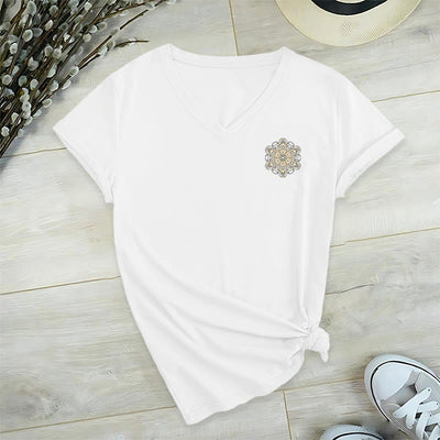 Olivenorma Metatrons Würfel, doppelseitig bedrucktes geometrisches T-Shirt mit V-Ausschnitt  - image 13