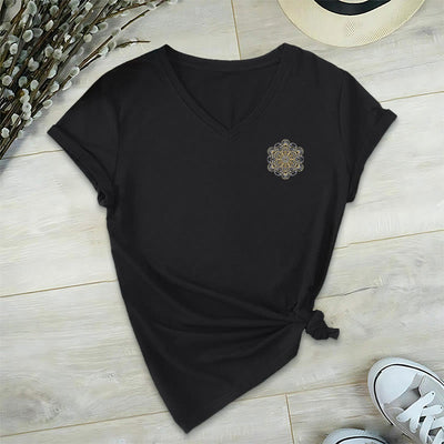 Olivenorma Metatrons Würfel, doppelseitig bedrucktes geometrisches T-Shirt mit V-Ausschnitt  - image 11