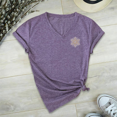 Olivenorma Metatrons Würfel, doppelseitig bedrucktes geometrisches T-Shirt mit V-Ausschnitt  - image 19