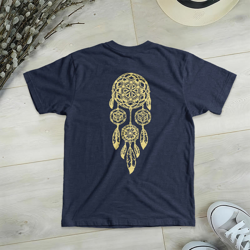 Olivenorma T-Shirt mit V-Ausschnitt und geometrischem Motiv „Blume des Lebens – Abwehr des Bösen“ - image 19