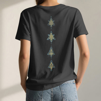 Olivenorma Metatros Würfelsymbol Heilige Geometrie Heilung Tee V-Ausschnitt Spirituelles T-Shirt - image 4