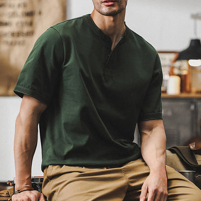 Olivenorma Vintage Herren Rundhalsausschnitt Loose Fit Schwere Baumwolle Sommer Herbst Hemden - image 6