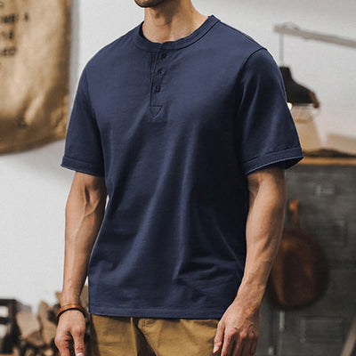 Olivenorma Vintage Herren Rundhalsausschnitt Loose Fit Schwere Baumwolle Sommer Herbst Hemden - Marine - 4XL - image 12
