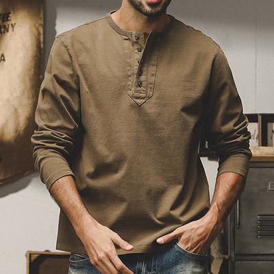 Olivenorma Vintage Herren Langarm Baumwolle Button Tops Herbst Winter Shirts - Peru - 4XL - image 1