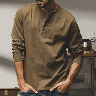 Olivenorma Vintage Herren Langarm Baumwolle Button Tops Herbst Winter Shirts - image 2