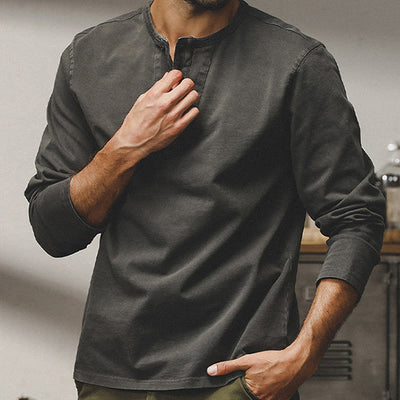 Olivenorma Vintage Herren Langarm Baumwolle Button Tops Herbst Winter Shirts - image 12