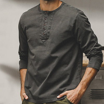 Olivenorma Vintage Herren Langarm Baumwolle Button Tops Herbst Winter Shirts - image 14