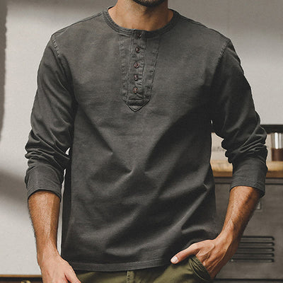 Olivenorma Vintage Herren Langarm Baumwolle Button Tops Herbst Winter Shirts - image 13