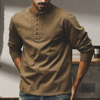 Olivenorma Vintage Herren Langarm Baumwolle Button Tops Herbst Winter Shirts - image 3