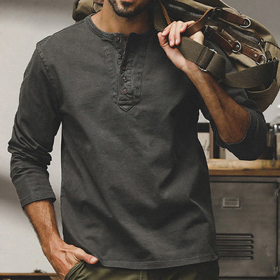 Olivenorma Vintage Herren Langarm Baumwolle Button Tops Herbst Winter Shirts - image 15