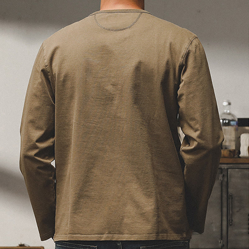 Olivenorma Vintage Herren Langarm Baumwolle Button Tops Herbst Winter Shirts - image 4