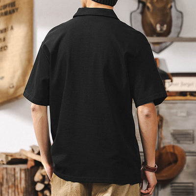 Olivenorma Herren-Poloshirt mit kurzen Ärmeln, Baumwollmischung, Reißverschluss, lockere Passform - image 14