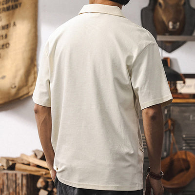Olivenorma Herren-Poloshirt mit kurzen Ärmeln, Baumwollmischung, Reißverschluss, lockere Passform - image 8