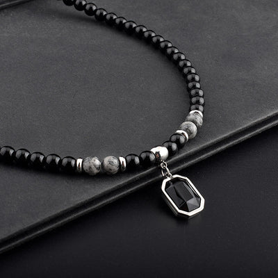 Olivenorma Black Onyx Natursteinperlen Herren Halskette - image 17