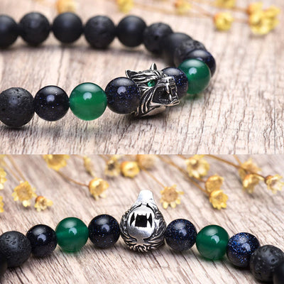 Olivenorma Fenrir Wolfskopf-Edelsteinarmband zur inneren Stärke - image 12