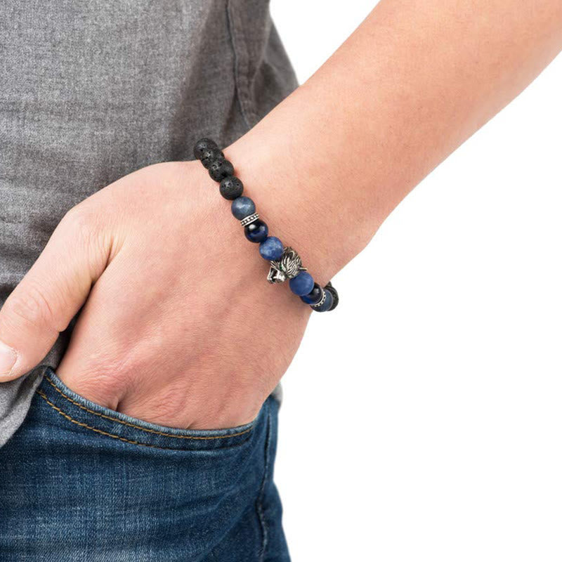 Olivenorma Fenrir Wolfskopf-Edelsteinarmband zur inneren Stärke - image 2