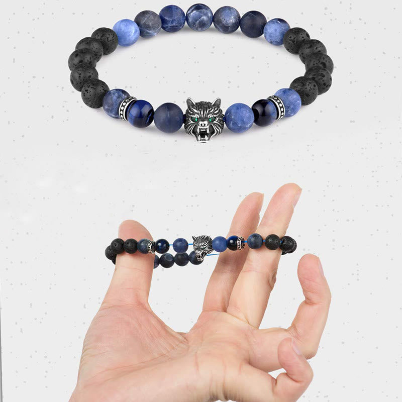 Olivenorma Fenrir Wolfskopf-Edelsteinarmband zur inneren Stärke - image 3