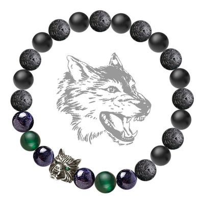 Olivenorma Fenrir Wolfskopf-Edelsteinarmband zur inneren Stärke - Schwarz&Grün - image 7