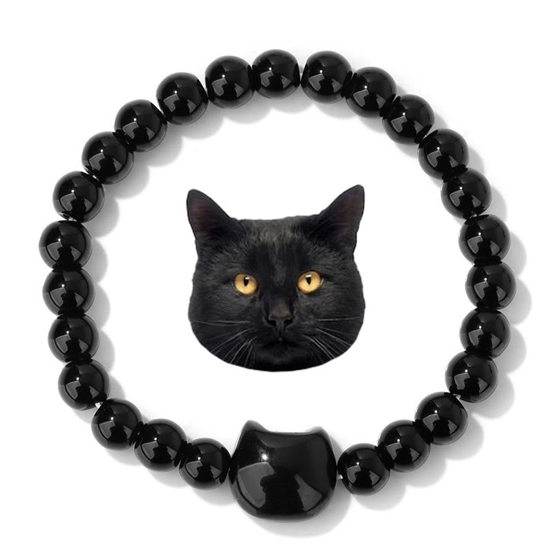 Olivenorma Mystic Meow Charm-Kristallarmband - Obsidian - image 5