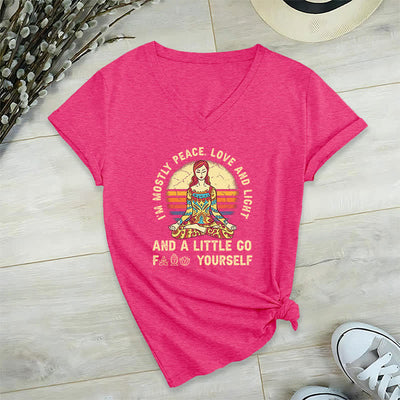 Olivenorma Yoga-T-Shirt „Ich bin hauptsächlich Frieden, Liebe und Licht“ - Rosenrot - 2XL - image 28
