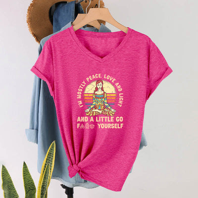 Olivenorma Yoga-T-Shirt „Ich bin hauptsächlich Frieden, Liebe und Licht“ - image 30