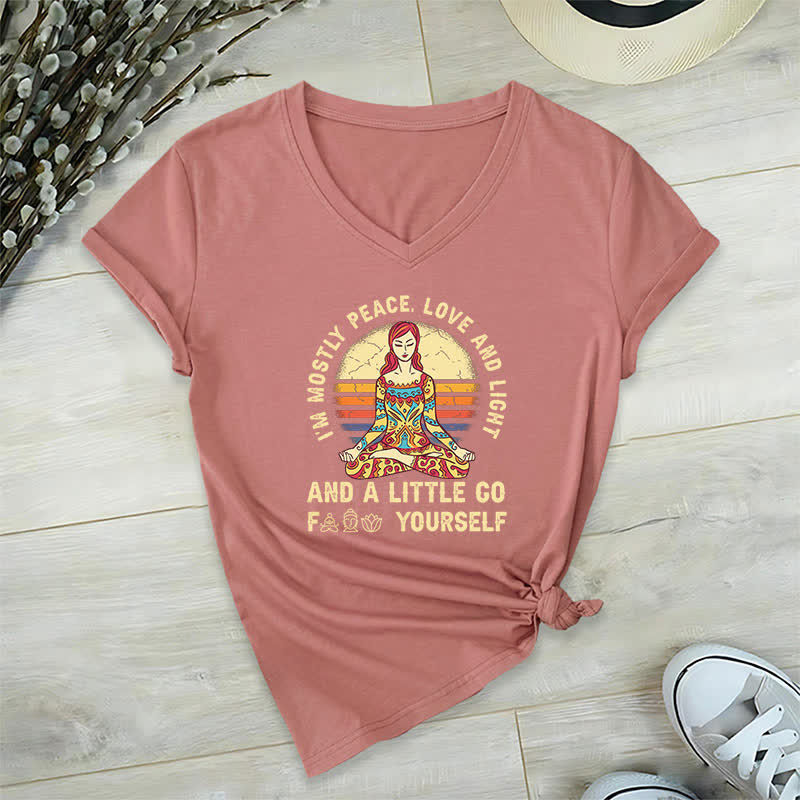 Olivenorma Yoga-T-Shirt „Ich bin hauptsächlich Frieden, Liebe und Licht“ - Rosa - 2XL - image 25