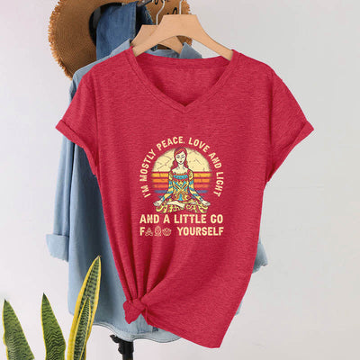 Olivenorma Yoga-T-Shirt „Ich bin hauptsächlich Frieden, Liebe und Licht“ - image 21