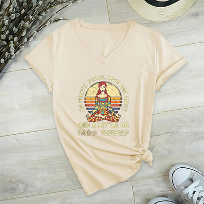 Olivenorma Yoga-T-Shirt „Ich bin hauptsächlich Frieden, Liebe und Licht“ - Khaki - 2XL - image 31