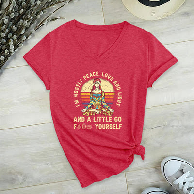 Olivenorma Yoga-T-Shirt „Ich bin hauptsächlich Frieden, Liebe und Licht“ - Rot - 2XL - image 19