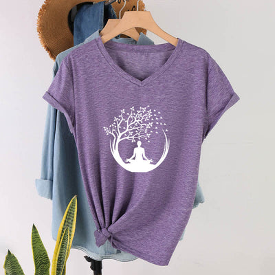 Olivenorma Yoga Meditation Pilates Namaste T-Shirt mit V-Ausschnitt - image 27