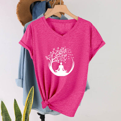 Olivenorma Yoga Meditation Pilates Namaste T-Shirt mit V-Ausschnitt - image 21