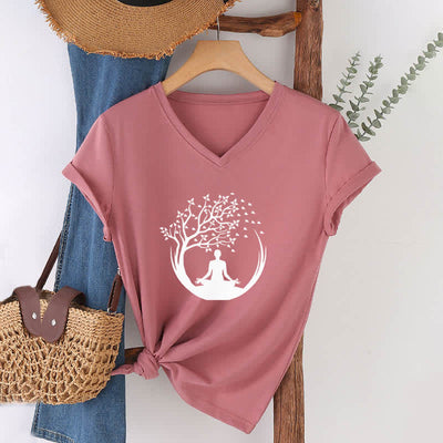 Olivenorma Yoga Meditation Pilates Namaste T-Shirt mit V-Ausschnitt - image 19