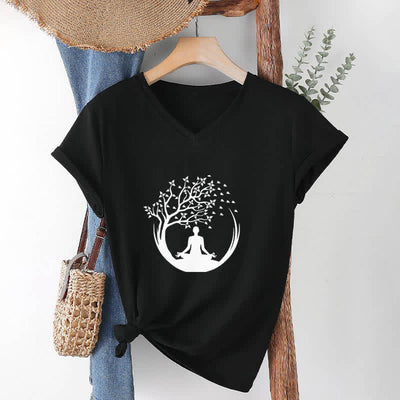 Olivenorma Yoga Meditation Pilates Namaste T-Shirt mit V-Ausschnitt - image 13