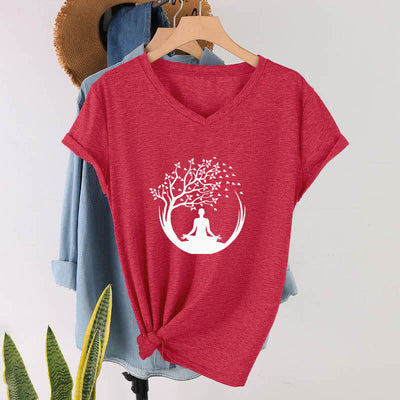 Olivenorma Yoga Meditation Pilates Namaste T-Shirt mit V-Ausschnitt - image 15