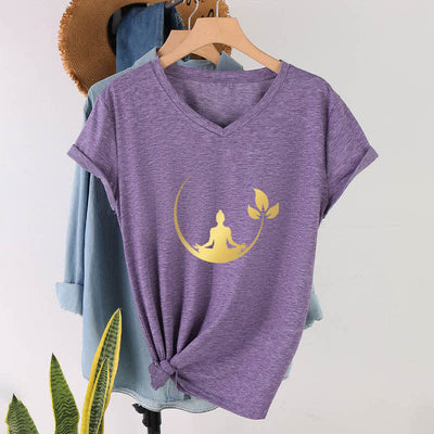 Olivenorma Yoga Lotus Buddha Meditation T-Shirt mit V-Ausschnitt - image 29
