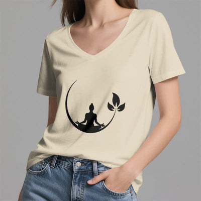 Olivenorma Yoga Lotus Buddha Meditation T-Shirt mit V-Ausschnitt - image 24