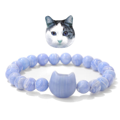 Olivenorma Mystic Meow Charm-Kristallarmband - Blauer Chalcedon - image 17