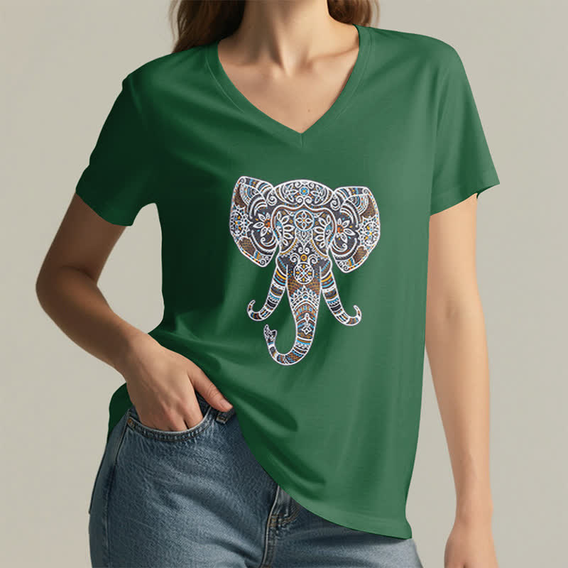 Olivenorma Damen Natur und Tier Elefant V-Ausschnitt T-Shirt - image 10