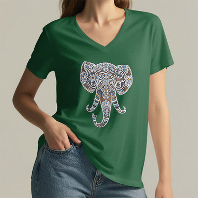 Olivenorma Damen Natur und Tier Elefant V-Ausschnitt T-Shirt - image 10