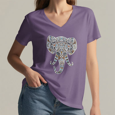 Olivenorma Damen Natur und Tier Elefant V-Ausschnitt T-Shirt - image 27
