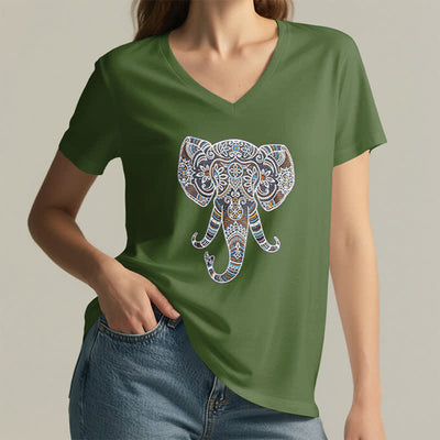 Olivenorma Damen Natur und Tier Elefant V-Ausschnitt T-Shirt - image 12