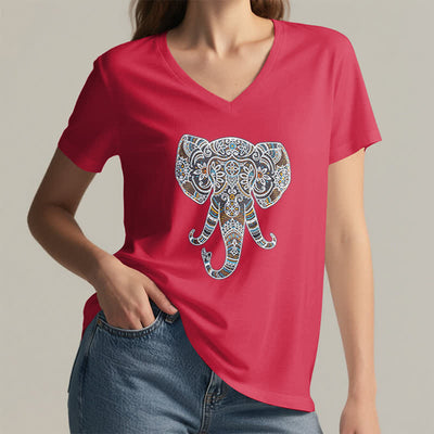 Olivenorma Damen Natur und Tier Elefant V-Ausschnitt T-Shirt - image 28