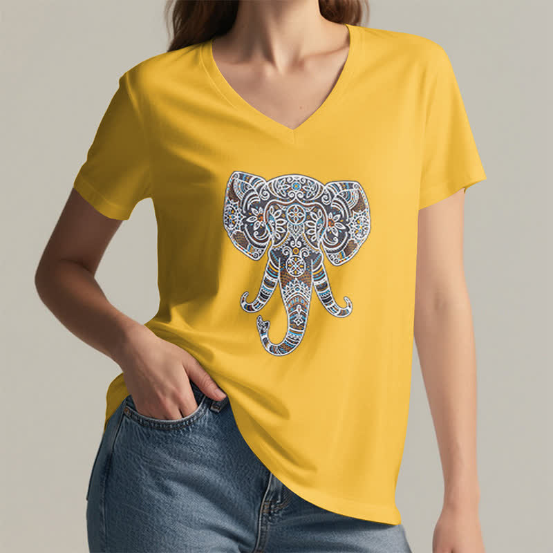 Olivenorma Damen Natur und Tier Elefant V-Ausschnitt T-Shirt - image 17