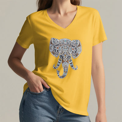 Olivenorma Damen Natur und Tier Elefant V-Ausschnitt T-Shirt - image 17