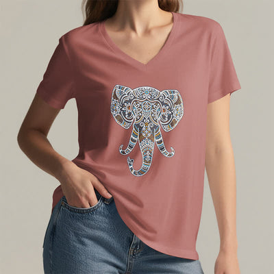Olivenorma Damen Natur und Tier Elefant V-Ausschnitt T-Shirt - image 19