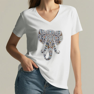 Olivenorma Damen Natur und Tier Elefant V-Ausschnitt T-Shirt - image 5
