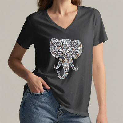 Olivenorma Damen Natur und Tier Elefant V-Ausschnitt T-Shirt - image 3